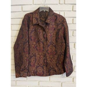 Chico's Additions 3‎ Women's Brown Paisley Long Sleeve Blazer Jacket sz. XL/16